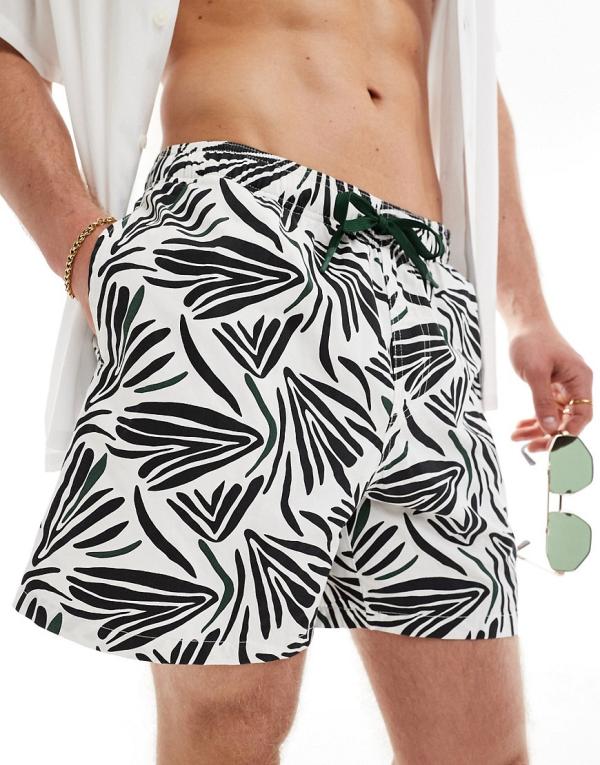 Pull & Bear leaves printed swim shorts in black and white
