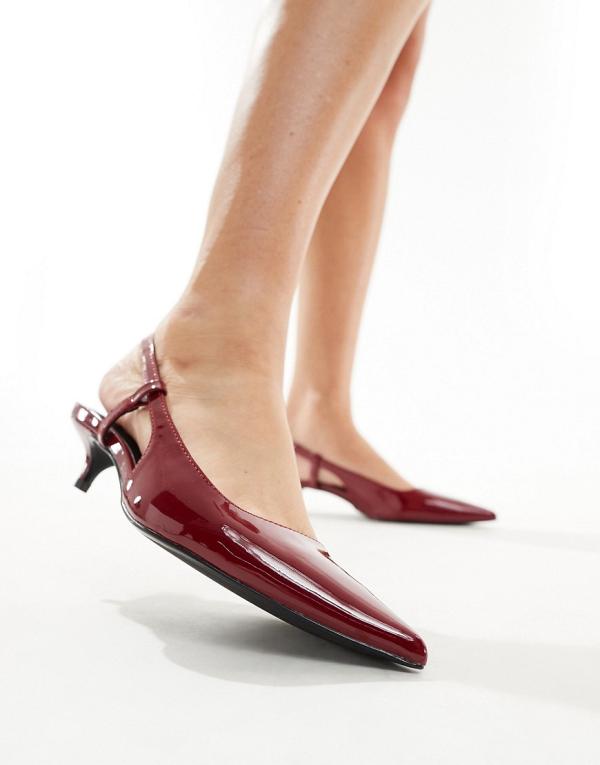 Pull & Bear pointed toe slingback kitten heels in cherry red