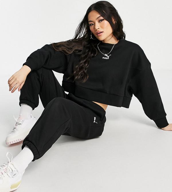 Puma oversized boxy sweatshirt in black Exclusive to ASOS