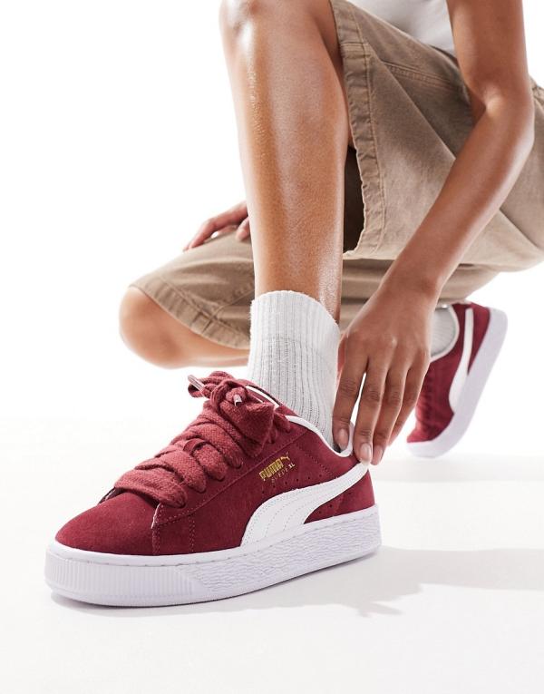 PUMA Suede XL sneakers in burgundy and white-Red