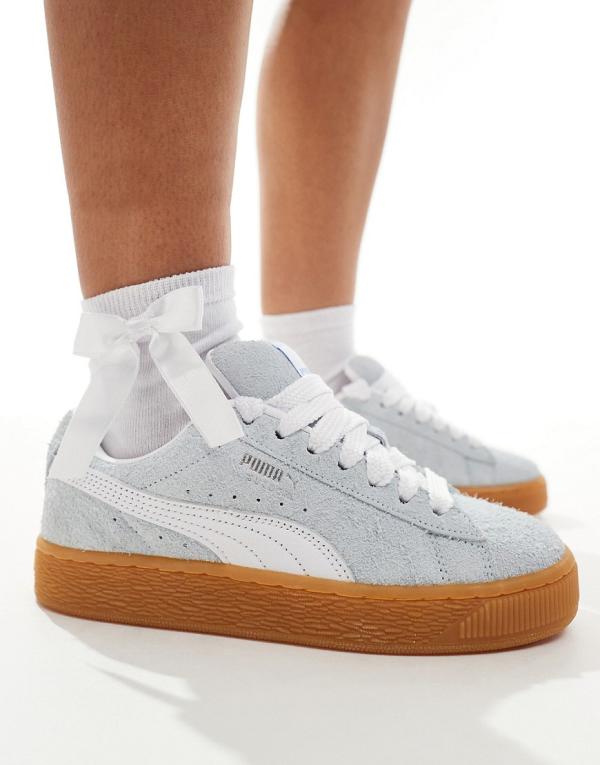 PUMA Suede XL sneakers in light blue and white