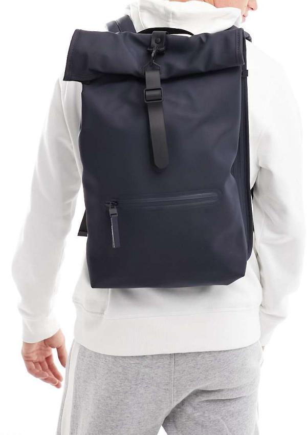 Rains 13320 waterproof roll top backpack in navy