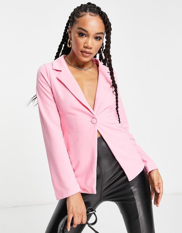 Rebellious Fashion tailored blazer in light pink (part of a set)