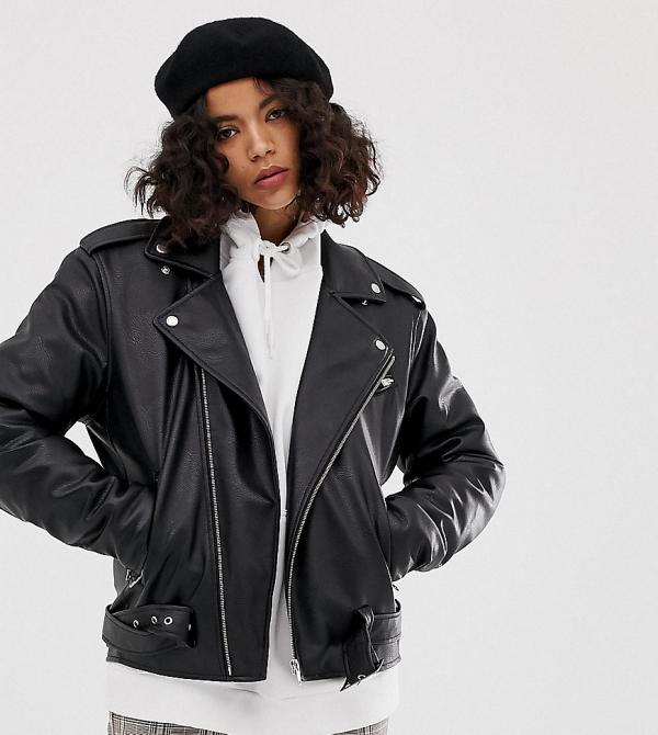 Reclaimed Vintage Inspired leather look jacket-Black