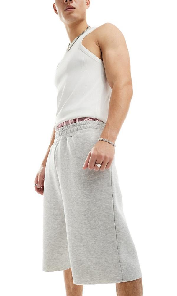Reclaimed Vintage unisex baggy sweat jersey shorts in grey