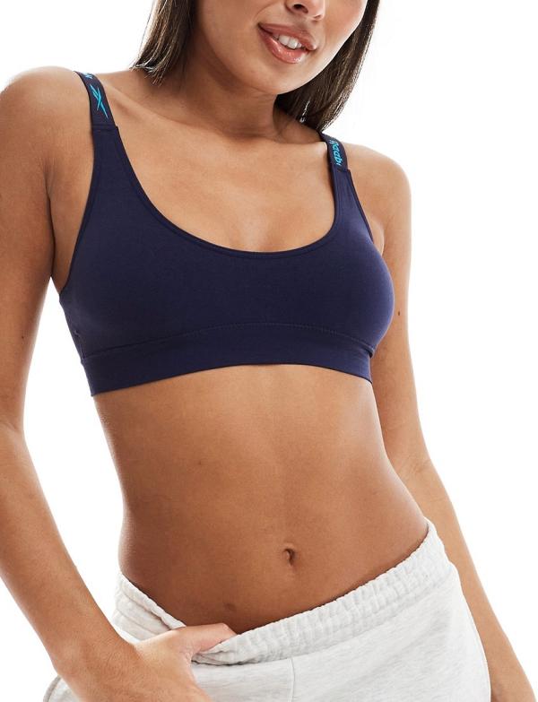 Reebok Sally seamless crop top in navy and teal