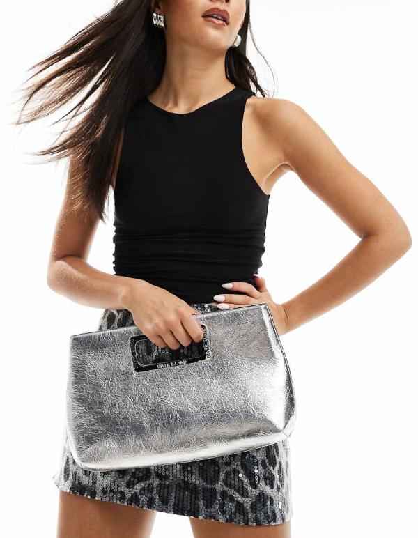 River Island clutch bag in silver