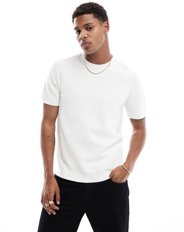 River Island knitted t-shirt in white