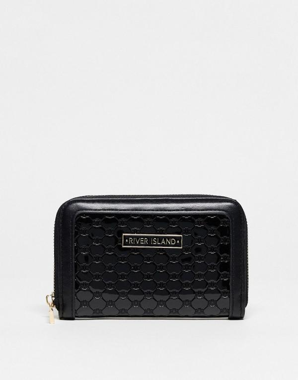 River Island patent embossed purse in black