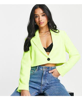 River Island Petite cropped blazer in bright yellow (part of a set)