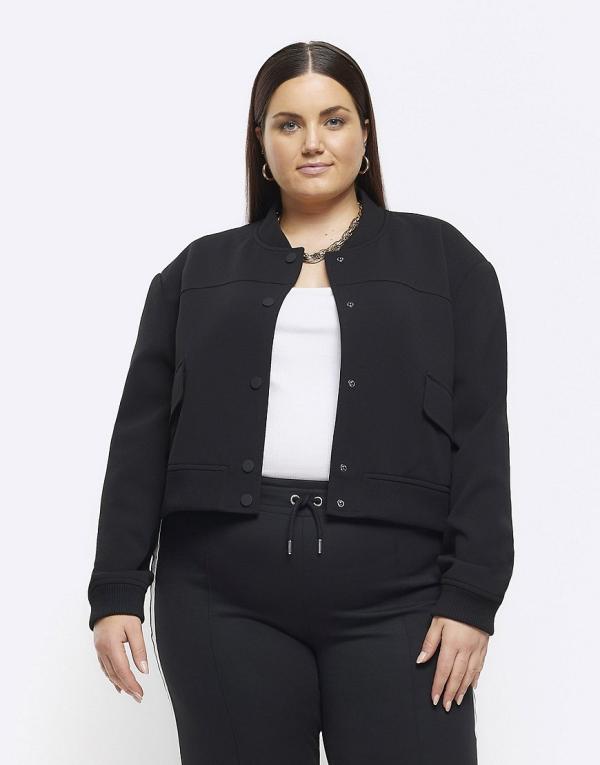 River Island Plus tailored bomber jacket in black
