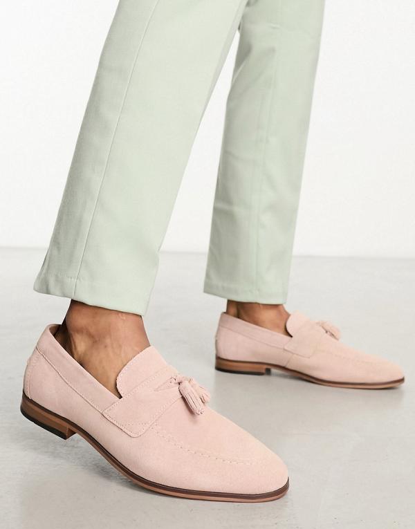 River Island suede tassel loafers in light pink