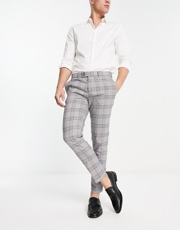 River Island tapered smart pants in grey check