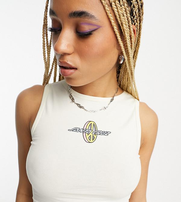 Santa Cruz peace strip crop top in white Exclusive at ASOS