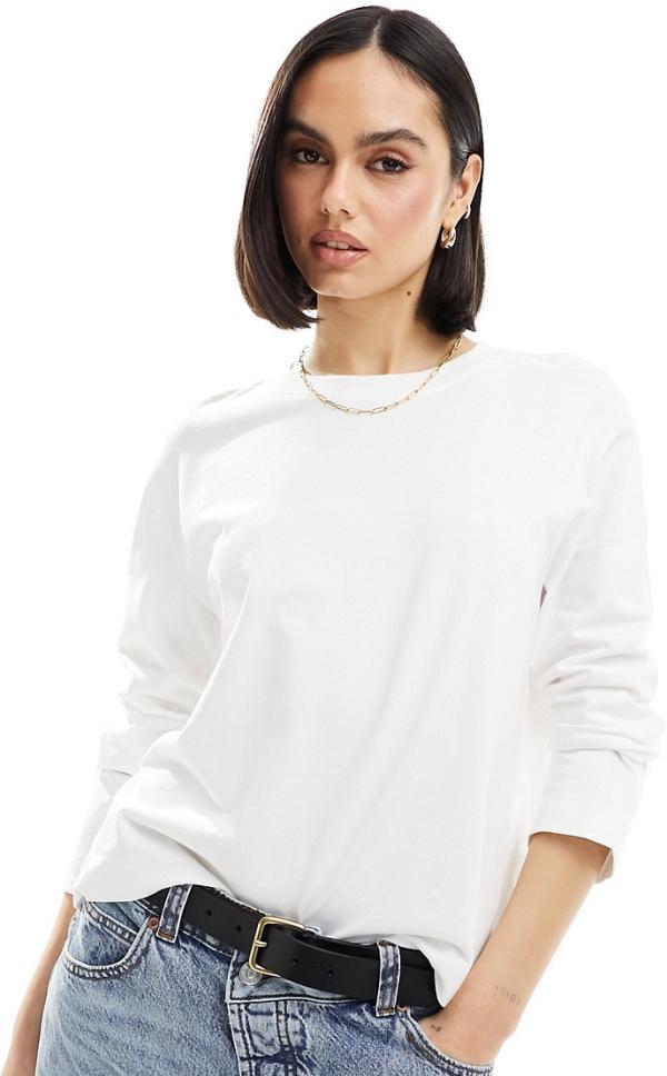 Selected Femme boxy long sleeve t-shirt in white