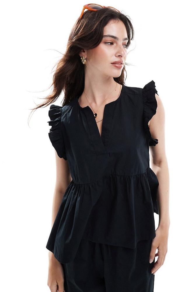 Selected Femme frilly top in black (part of a set)