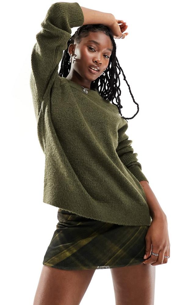 Selected Femme soft knit long sleeve jumper in khaki-Green