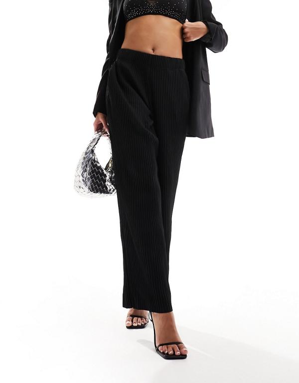 Selected Femme wide fit plisse pants in black
