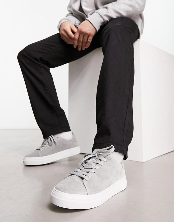 Selected Homme chunky suede sneakers in grey