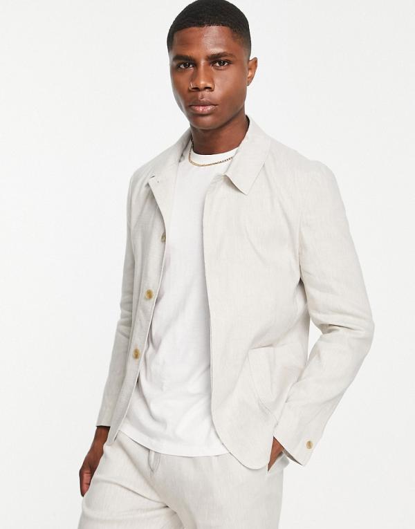 Selected Homme linen mix suit jacket in beige-Neutral