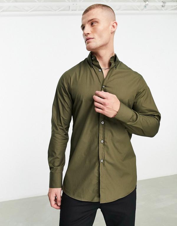 Shelby & Sons Chilwell smart shirt in light khaki-Green