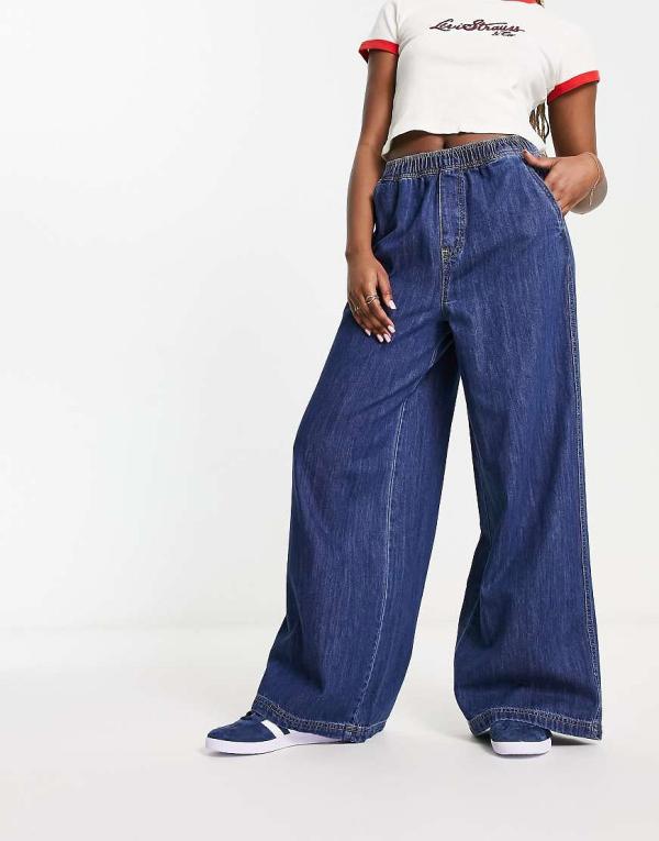 Signature 8 oversized slouchy denim jeans in dark wash-Navy