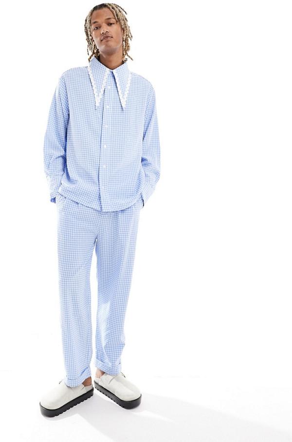 Sister Jane gingham pants in blue (part of a set)