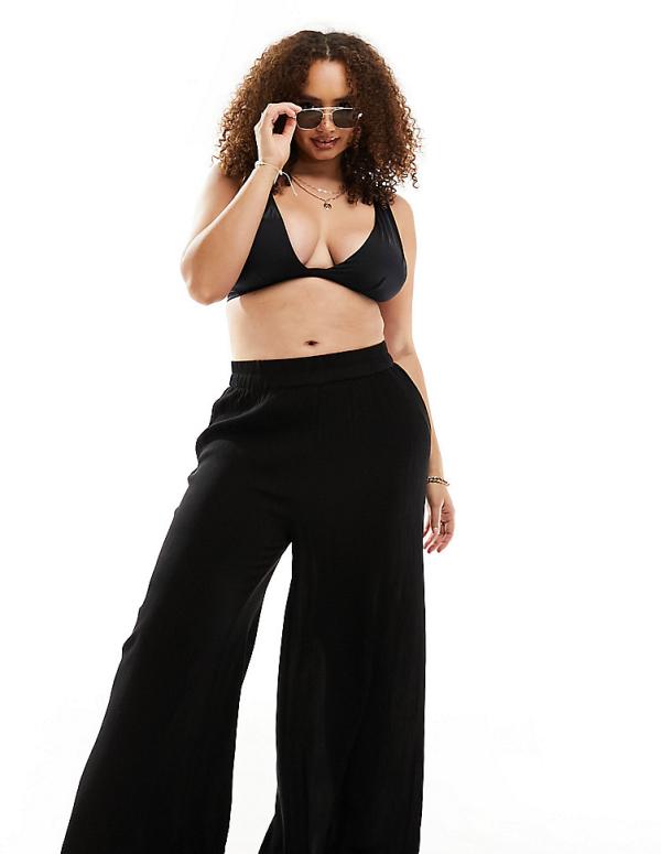 South Beach Curve oversized beach pants in black