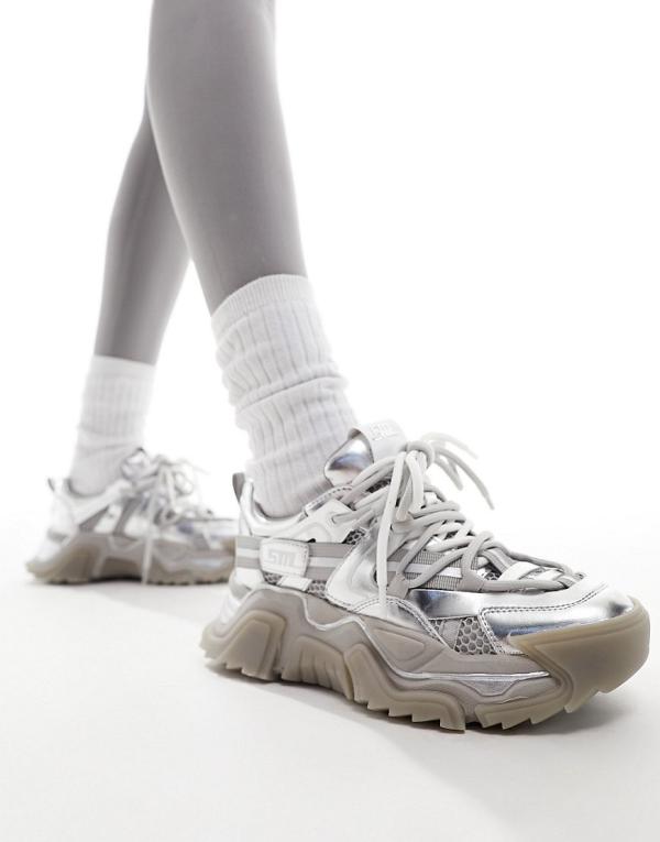 Steve Madden Kingdom-E chunky sneakers in silver