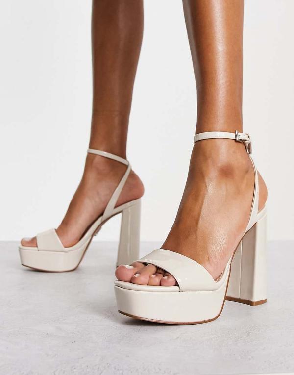 Steve Madden Lessa platform heeled sandals in bone patent-Neutral