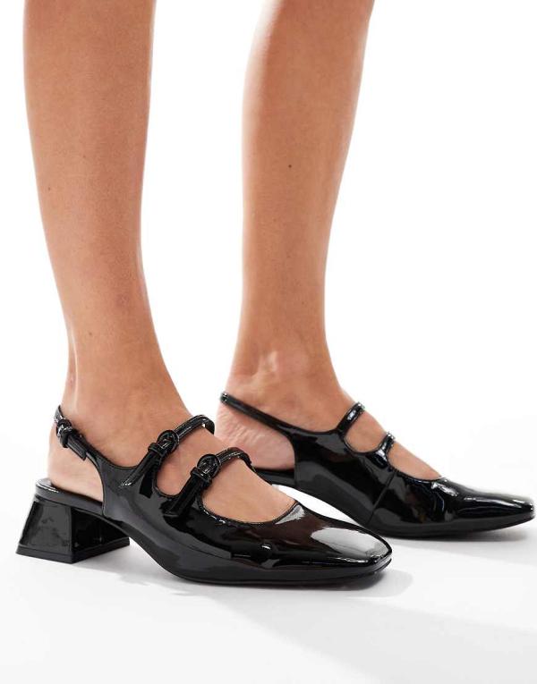 Stradivarius heeled mary jane shoes in black