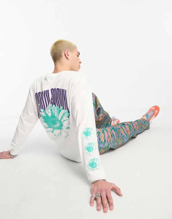 Tealer flower long sleeve top in white