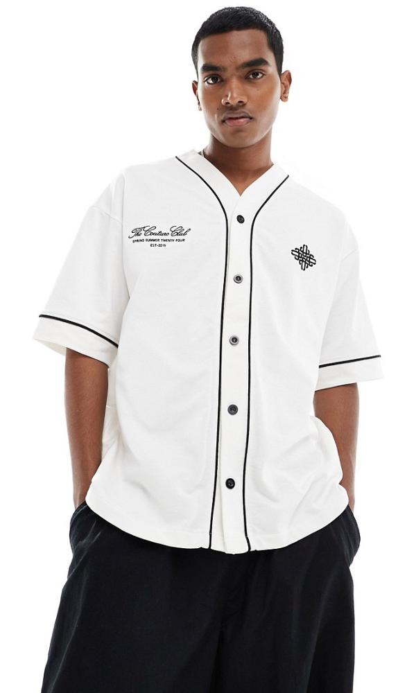 The Couture Club baseball shirt in off white