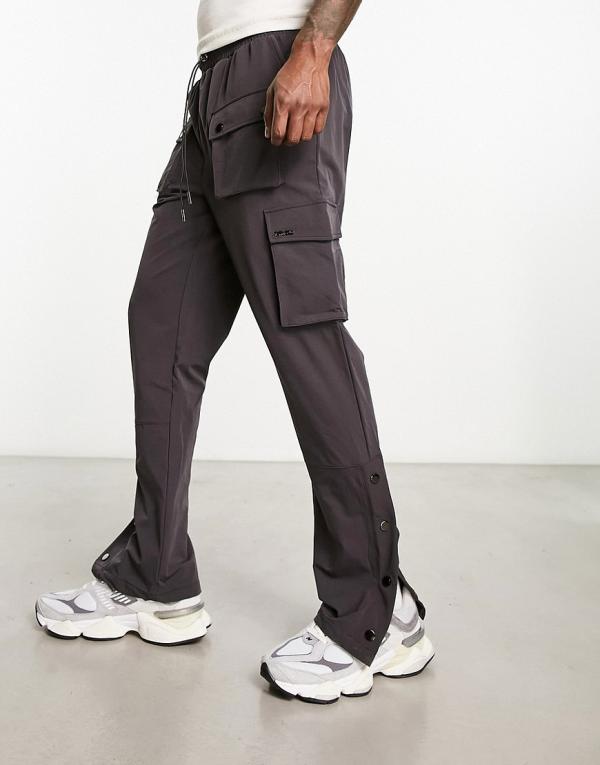 The Couture Club cargo pants in charcoal with popper hem-Grey