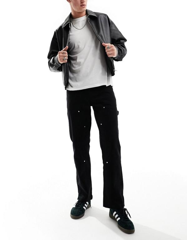 The Couture Club twill carpenter cargo pants in black