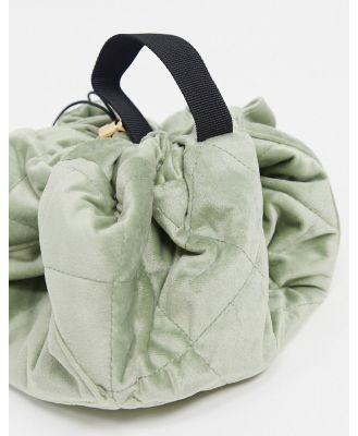 The Flat Lay Co. Drawstring Makeup Bag - Sage Green Velvet-No colour