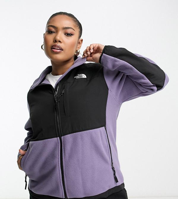 The North Face Plus Denali zip up fleece jacket in slate grey and black