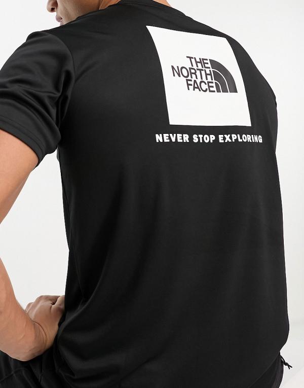The North Face Training Reaxion Redbox back print t-shirt in black