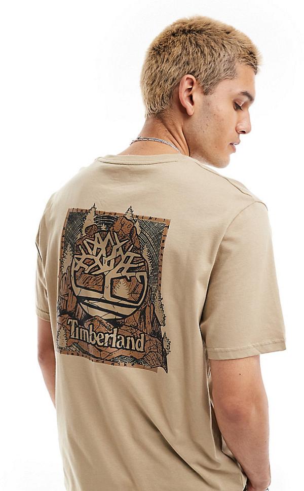 Timberland camo tree back print logo oversized t-shirt in beige Exclusive to ASOS-Neutral