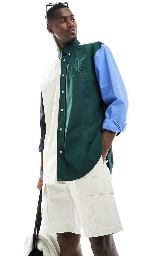 Tommy Hilfiger blocking solid shirt in green/navy