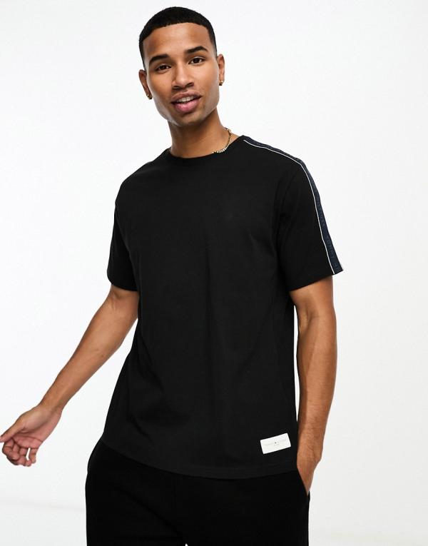 Tommy Hilfiger lounge logo t-shirt with logo taping in black