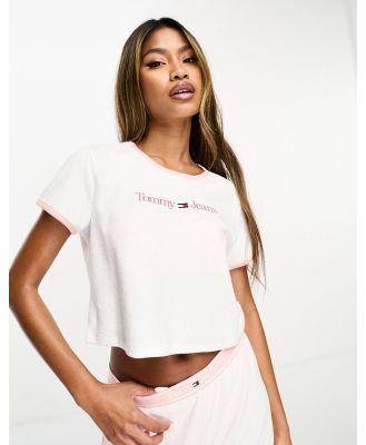 Tommy Jeans lounge towelling crop tee in white