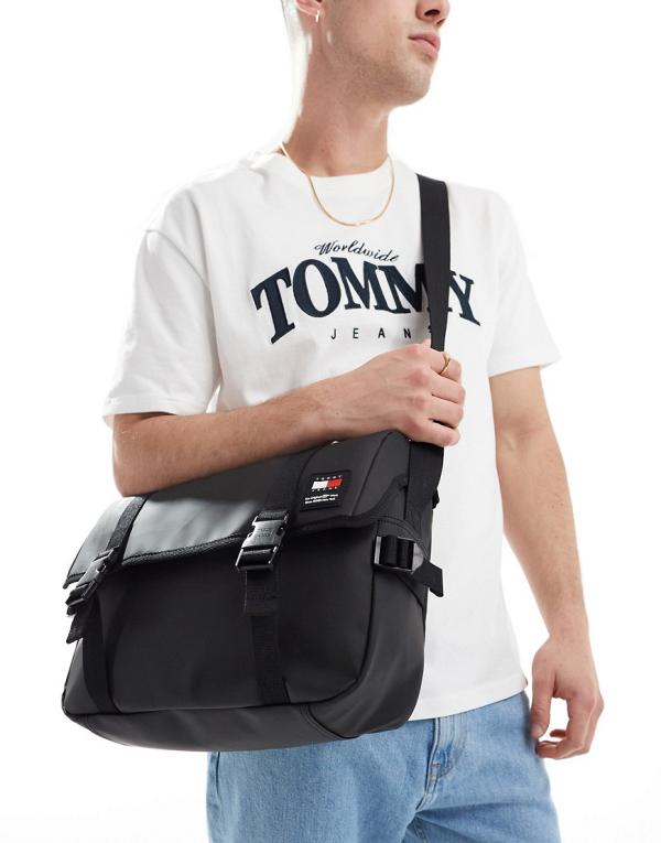 Tommy Jeans messenger backpack in black