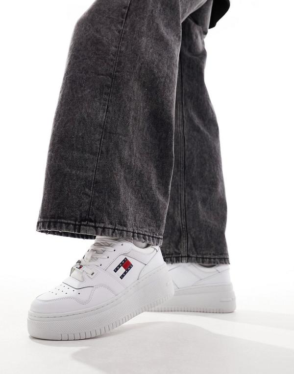 Tommy Jeans retro basket flatform sneakers in white