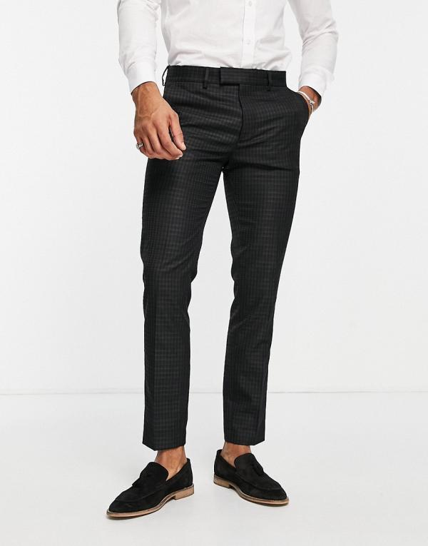 Topman skinny jacquard pants in black