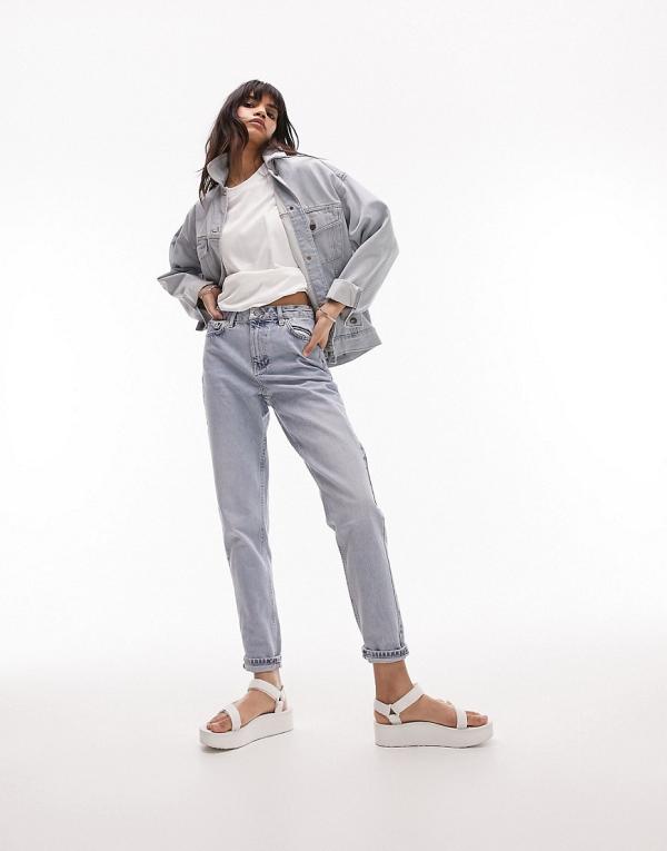 Topshop mom jeans in bleach-Blue