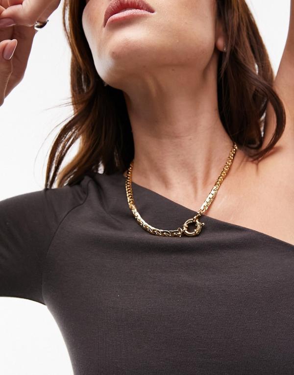 Topshop Novara necklace with round pendant in 14k gold plated