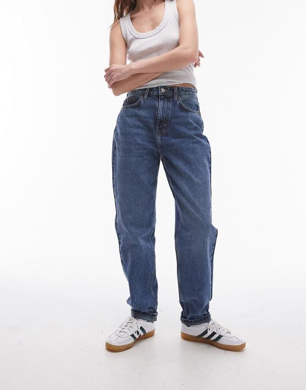 Topshop Original high rise mom jeans in mid blue