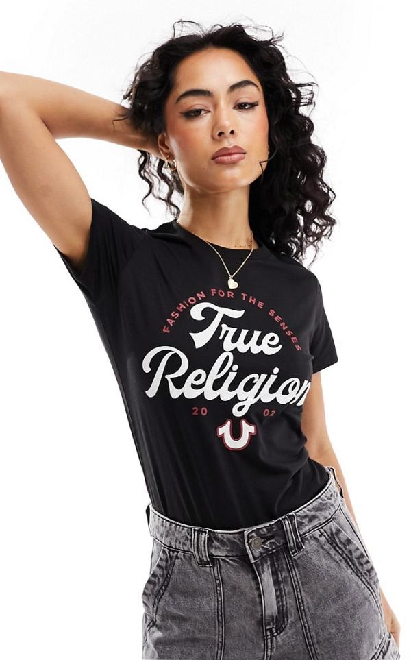 True Religion logo tee in black