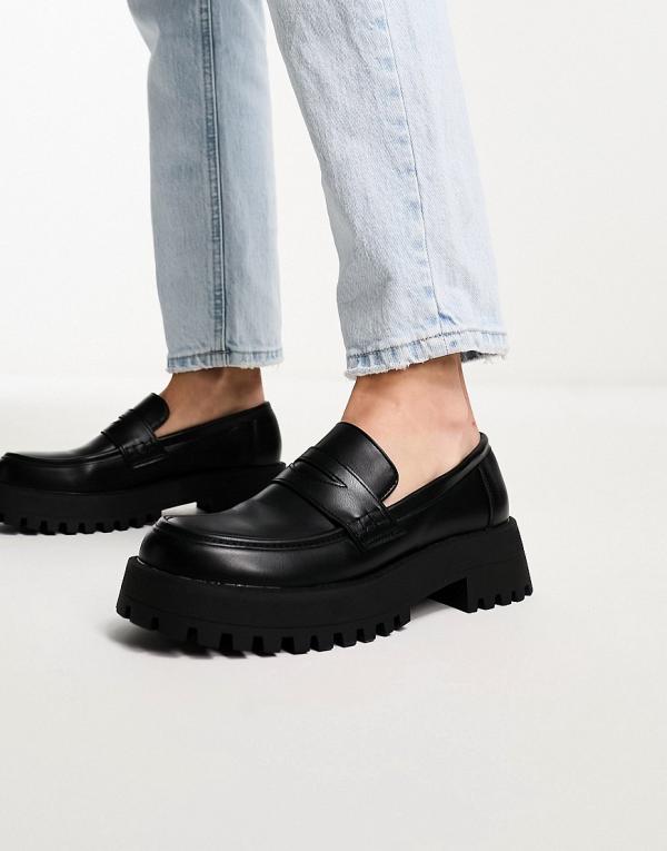 Truffle Collection chunky apron loafers in black patent